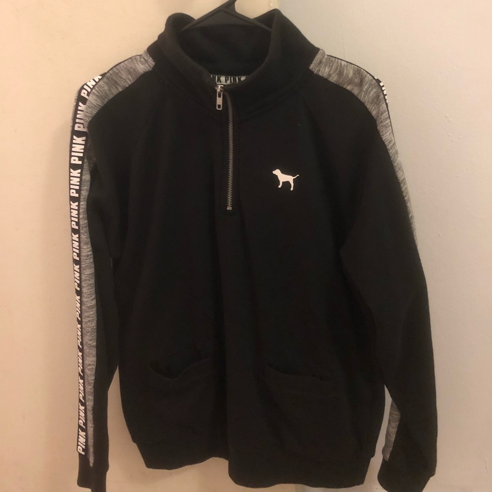 VS PINK logo quarter zip pullover